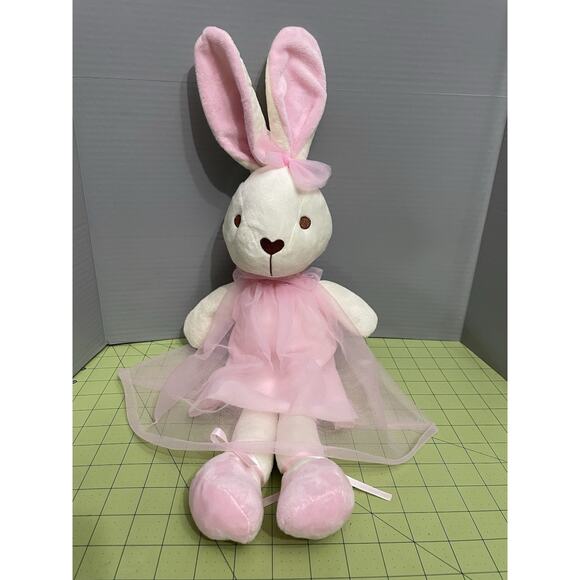 Walgreens Ballerina Bunny Plush 23" Cream Rabbit Pink Tulle Dress Bow Sewn Eyes - Picture 1 of 6